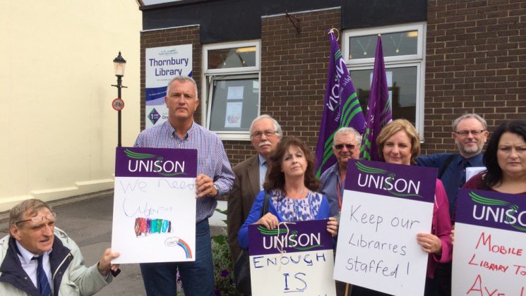 UNISON members rally outside Thornbury library