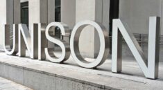 UNISON sign outside UNISON centre in London.