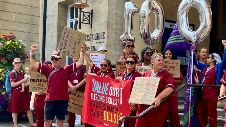 Phlebotomists holding rally outside Gloucester Shire Hall