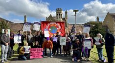 University of Gloucestershire workers on the picket line.