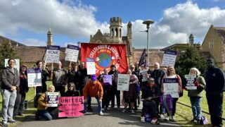 University of Gloucestershire workers on the picket line.